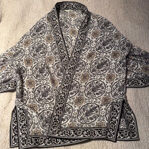 Max Studio Floral Patterned Fabric Kimono Style Wrap Open Jacket Size S